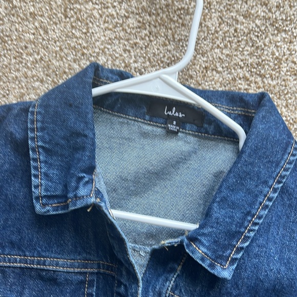 Lulus Dark Wash Denim Long Sleeve Midi Dress - Picture 3 of 5